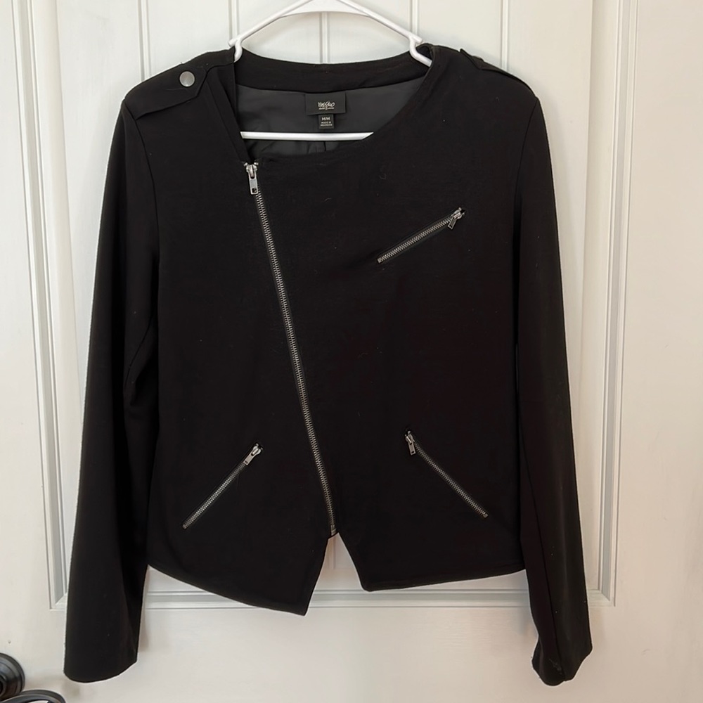 Mossimo Zipper Black Dress Asymmetrical jacket